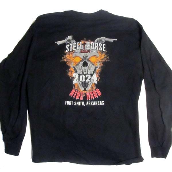 Steel Horse Rally 2024 Long Sleeved Skull Shirt in Black - Image 2